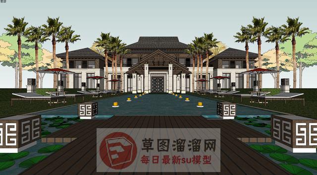 东南亚酒店建筑SU模型