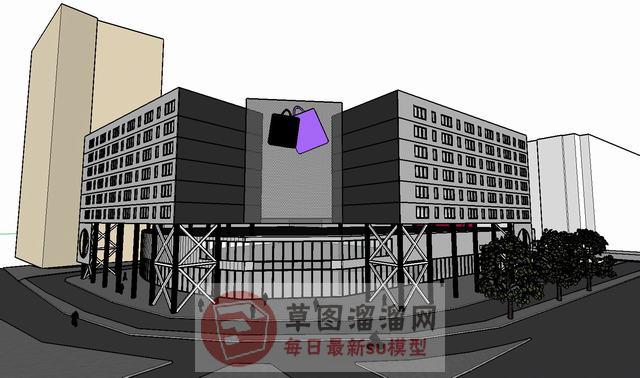购物中心转角建筑SU模型