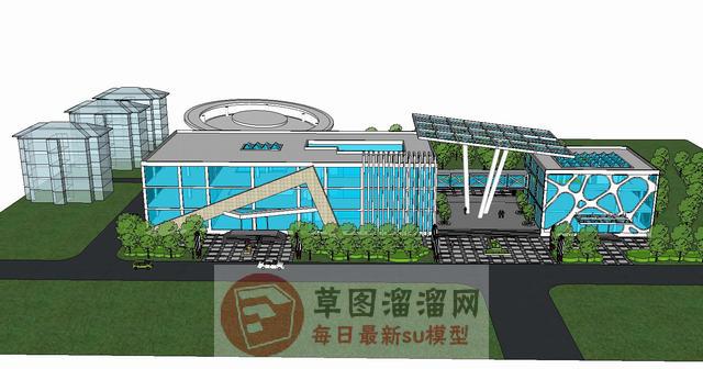玻璃办公区域建筑SU模型