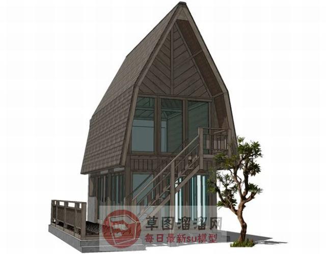 两层木屋住宅SU模型