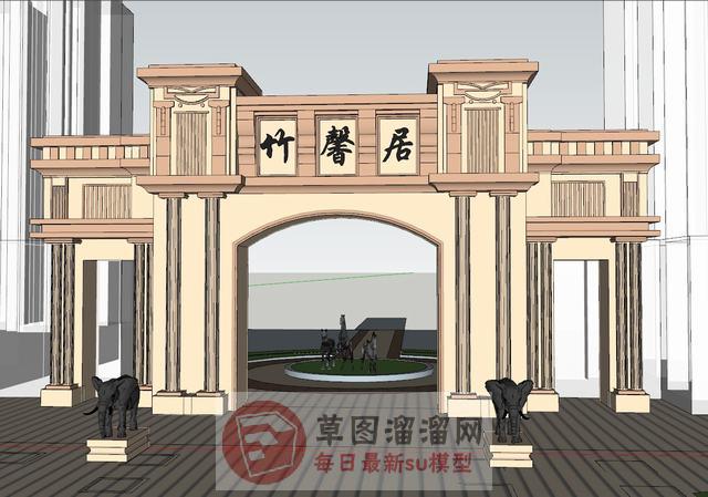 现代风格大门大象SU模型