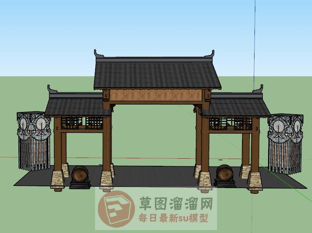 少数民族门楼牌坊SU模型