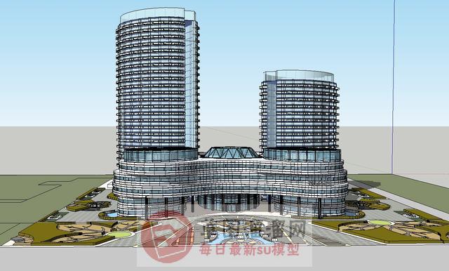 玻璃幕墙商业SU模型
