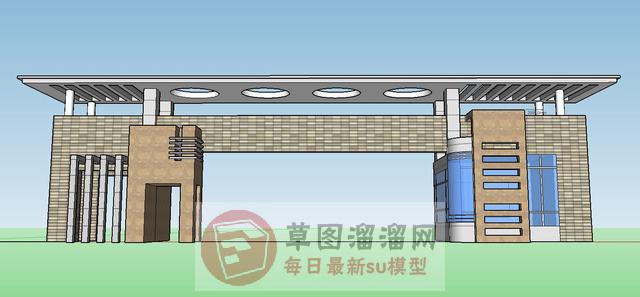 学校大门校门口SU模型