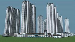 高层建筑小区SU模型