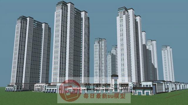 高层建筑小区SU模型