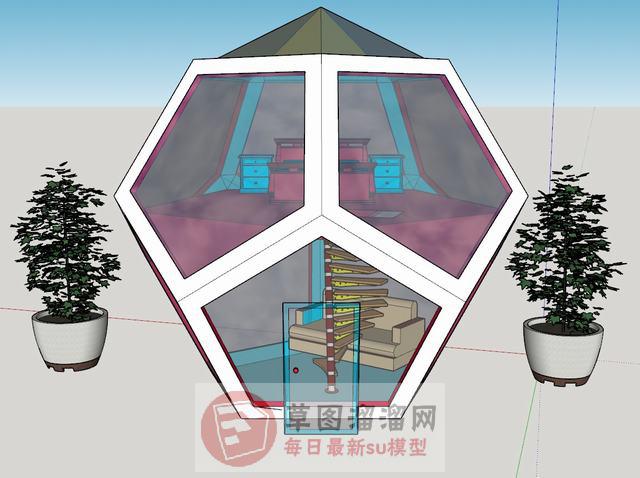 滨湖景观房阁楼SU模型