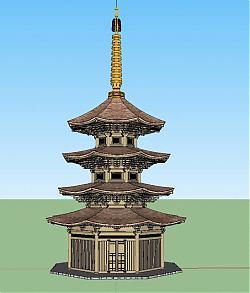 日式古建塔楼SU模型 免费sketchup模型下载