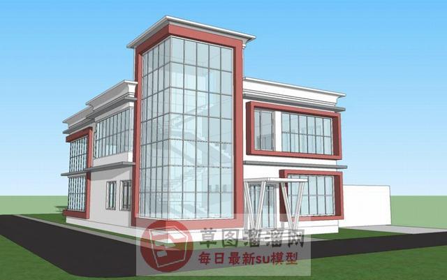 玻璃办公楼建筑SU模型
