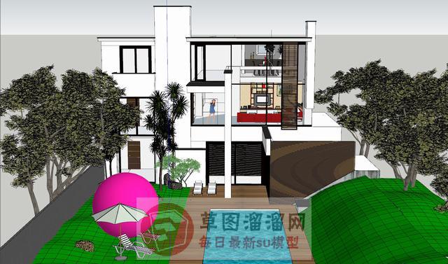 别墅游泳池SU模型