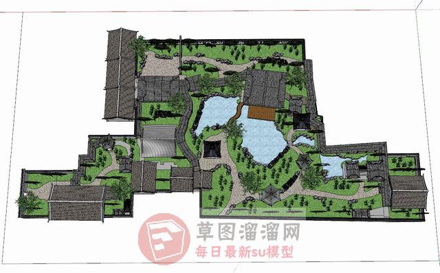 苏州园林公园SU模型