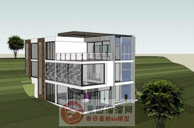 山地别墅建筑SU模型