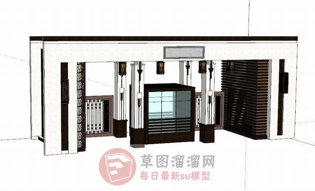 中式大门入口SU模型
