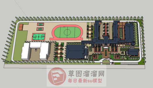 小学学校建筑SU模型