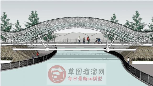 廊桥桥梁SU模型