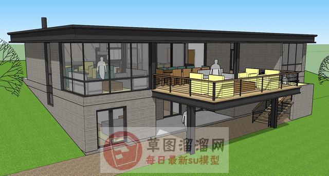 山地咖啡厅建筑SU模型