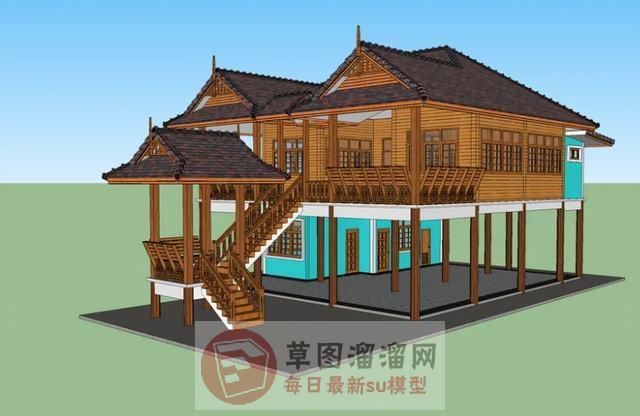 农家乐阁楼房屋SU模型