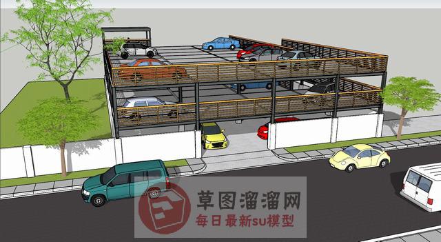 停车场停车楼SU模型