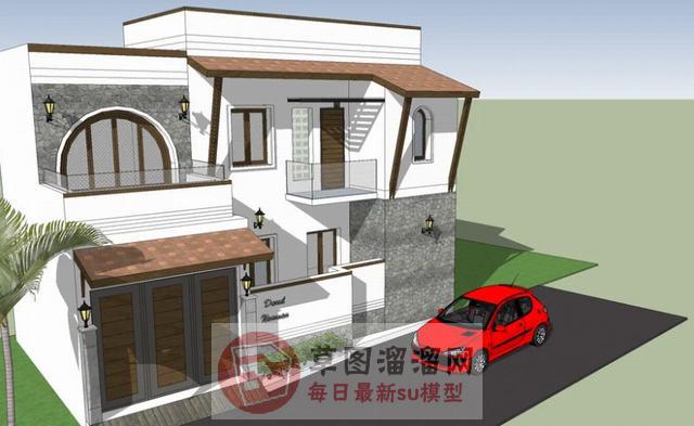 地中海别墅建筑SU模型