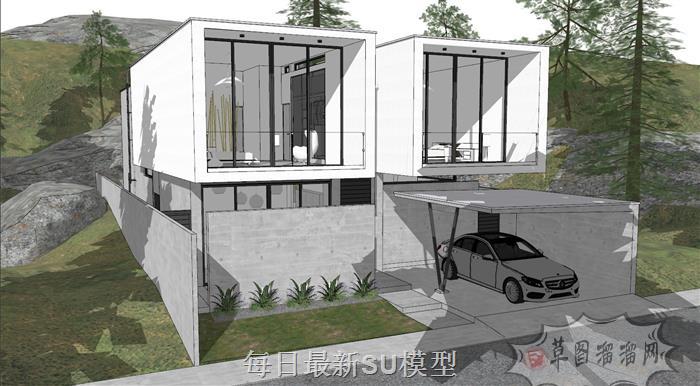 山地别墅建筑SU模型