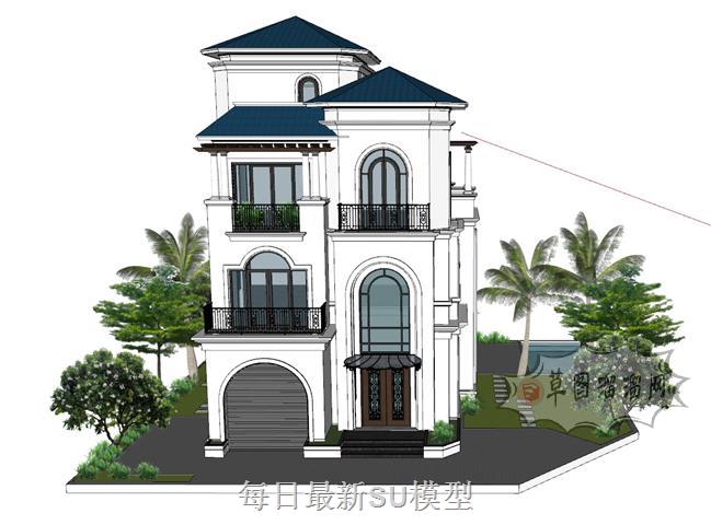 三层别墅建筑SU模型