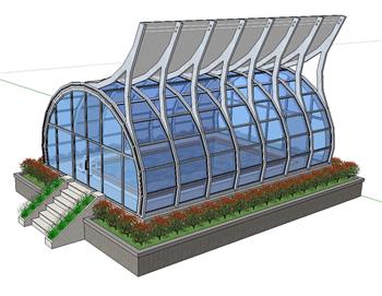 阳光房游泳池SU模型 免费sketchup模型下载