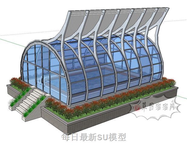 阳光房游泳池SU模型