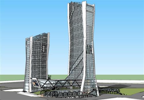 高层玻璃幕墙建筑SU模型