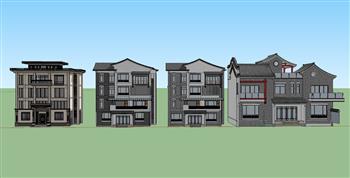 中式别墅住宅SU模型