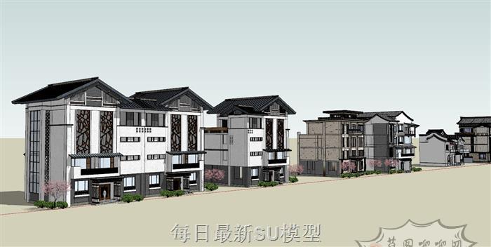 中式别墅建筑SU模型