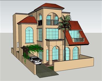 别墅住宅建筑SU模型 免费sketchup模型下载