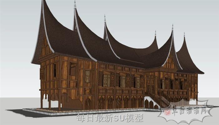 泰式高脚屋建筑SU模型