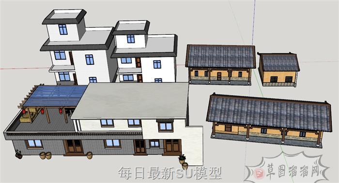 中式建筑农村SU模型