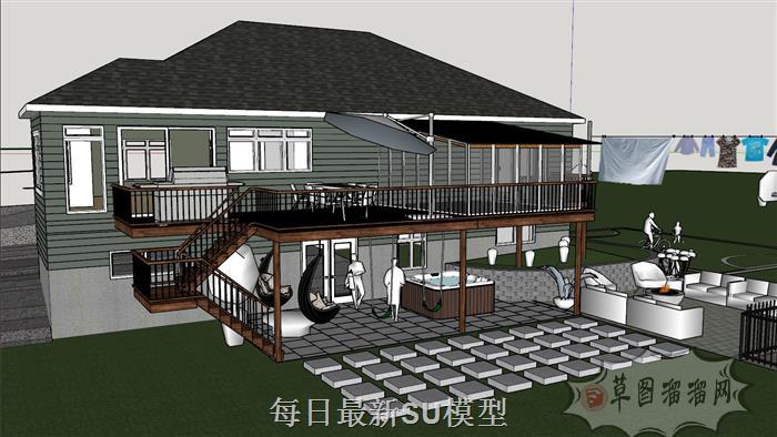 高脚屋别墅住宅SU模型