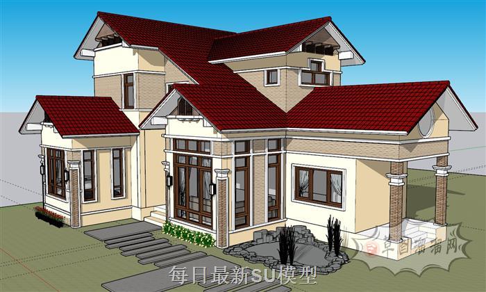 美式住宅别墅SU模型