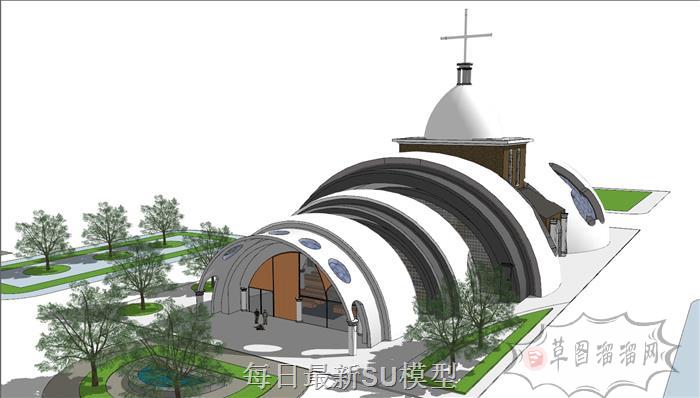 创意教堂建筑SU模型