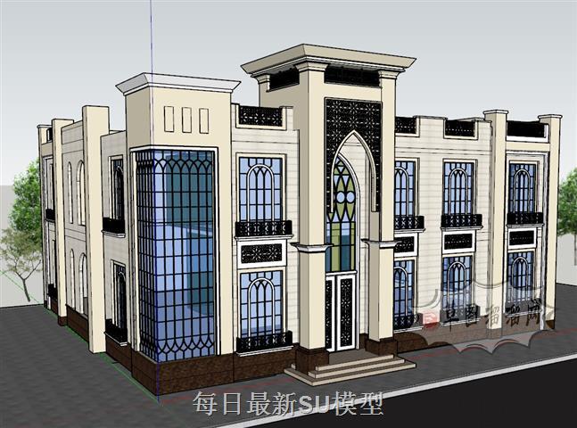 教堂建筑立面SU模型