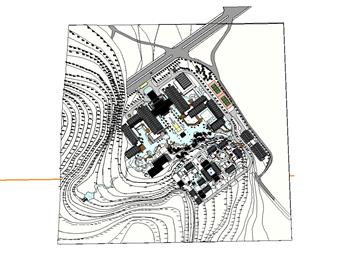 中式学校建筑SU模型