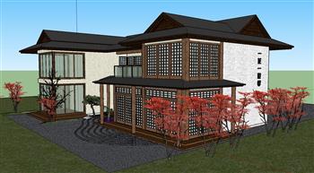 日式房屋建筑SU模型 免费sketchup模型下载