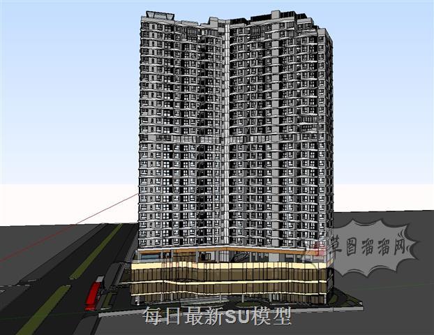 高层建筑住宅楼SU模型