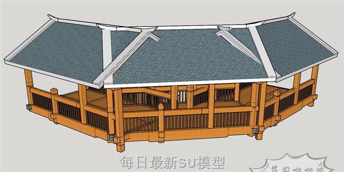 转角连廊休闲SU模型