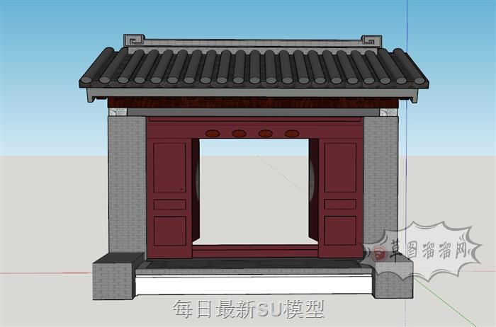中式琉璃瓦大门SU模型