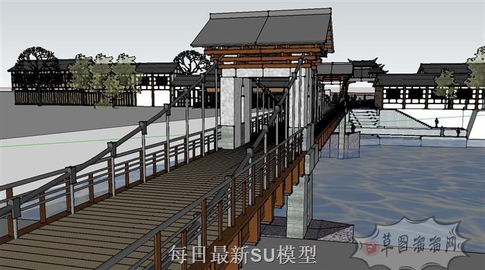 中式古建桥SU模型
