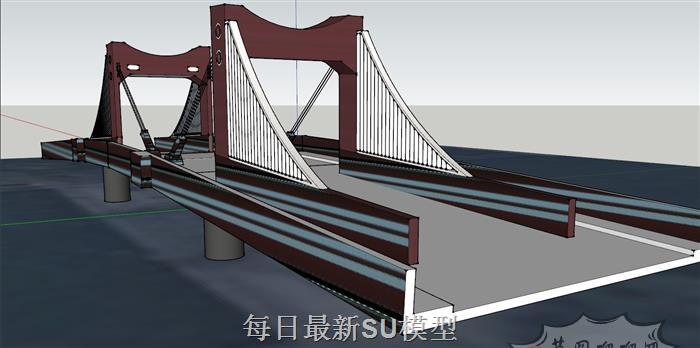 中山桥桥桥梁SU模型