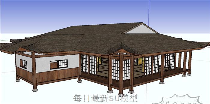日式古建筑平房SU模型