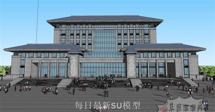中式行政办公楼SU模型