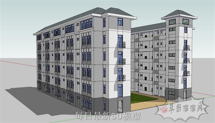 宿舍楼中式建筑SU模型