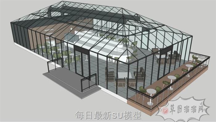 玻璃阳光房餐厅SU模型
