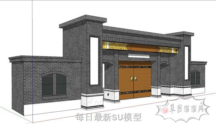 大门中式古建SU模型