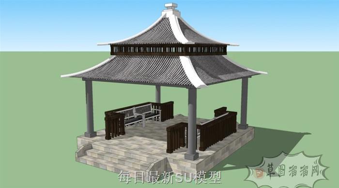 东南亚亭子建筑SU模型